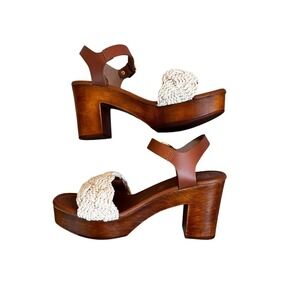 Seychelles Jump for Joy Womens Macrame‎ Block Heel Size 7.5 Boho Hippie Sandal